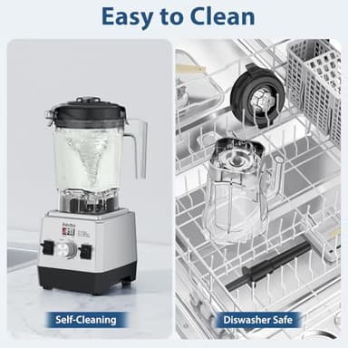 Aeitto Blenders for Kitchen with 68Oz. Large Capacity, 1800W Max Power Smoothie Blender, 3 Preset Programs & 7 Speeds, Professional Countertop Blender for Smoothies, Ice Crush, Frozen Drinks, Silver - Image 6
