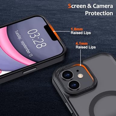 Anuck Case for iPhone 11 Case Magnetic Phone Case Compatible with MagSafe, Soft TPU Bumper Hard Translucent Matte Back Slim Fit Shockproof Protective Cover for Men Women Girls - Black - Image 3