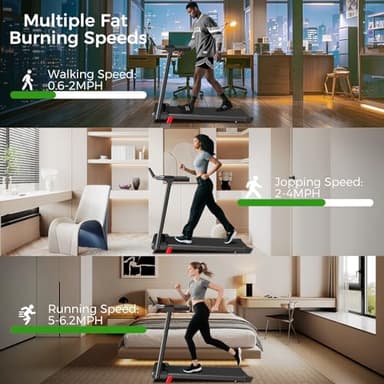 Portable Treadmill with Incline, 3.0HP Walking Pad with Handle Bar, 3-in-1 Foldable Treadmill for Home Office Small Space with Quiet Brushless, 300 LBS Capacity - Image 6