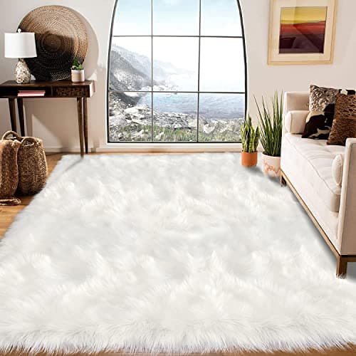 Latepis Area Rugs 6x9 Faux Fur Sheepskin Rug for Living Room, Fluffy Washable Rug for Bedroom, Playroom, Luxury Room Decor, Rectangle - Image 1