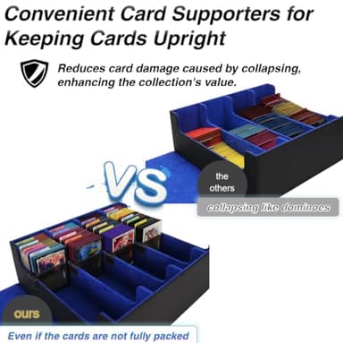 Venssu Card Storage Box For Trading Cards With Dedicated Card Supporters,3000+ Mtg Deck Box With 24 Colorful Divider Tabs,Trading Card Storage Fits For Magic Game Cards (Black and Blue) - Image 4