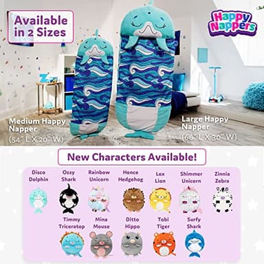 Happy Nappers Pillow & Sleepy Sack- Comfy, Cozy, Compact, Super Soft, Warm, All Season, Sleeping Bag with Pillow- Blue Shark (Medium- 54” x 20”) - Image 4