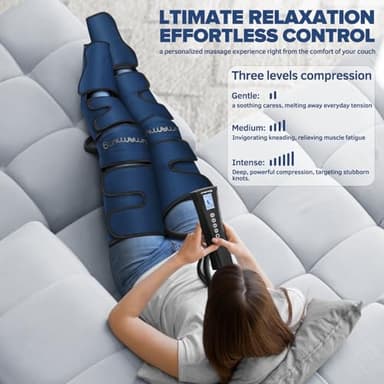 Air Compression Leg Massager with Heat - Ideal Christmas, Mother's Day and Father's Day Gifts for Men, Women, Dad, Mom - Relieves Foot and Knee Pain, Eases Varicose Veins, Cramps, Swelling and Edema - Image 4