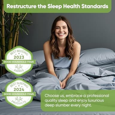 TWK Luxury Sheet Set, Genuine 100% Organic Viscose Derived from Bamboo, Cooling & Breathable, Silky Soft, Bedding Sheets & Pillowcases (Sterling Blue, King) - Image 2