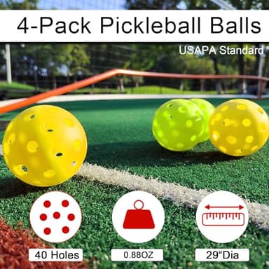 Zdgao Pickleball Set with Net for Driveway, 22 FT Regulation Size Pickleball Net Set with Paddles Set of 4, Outdoor Pickleballs, Court Markers and Carry Bag for Driveway, Backyard, Home - Image 6