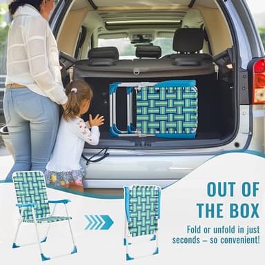 Yaheetech Patio Webbed Lawn Chairs, Set of 2 Outdoor Nylon Fabric Portable Camping Chair Folding Dining Chairs for Beach Yard Garden, Green - Image 4