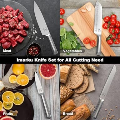 imarku Knife Set, 16 PCS High Carbon Japanese Stainless Steel Knife Sets for Kitchen with Block, Ultra Sharp Kitchen Knife Set with Sharpener Chef Knife Set, Dishwasher Safe, Best Gifts - Image 7