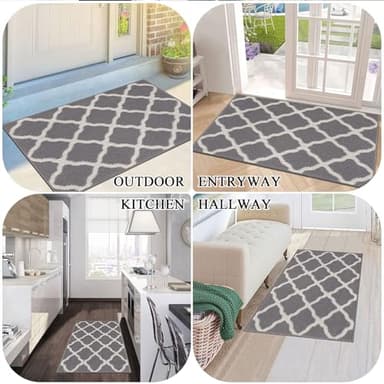 SHACOS Door Mats 20"x32" Indoor Washable Kitchen Entryway Rug Non Slip Absorbent Floor Mat for Home Entrance Garage, Light Gray - Image 7