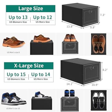 YITAHOME 18 Pack Shoe Storage Box Fit Up to US Size 13, Stackable Shoe Organizers, Plastic Shoe Containers Sneaker Drawers (Medium, Black) - Image 2