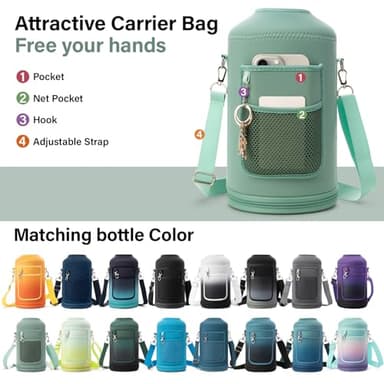 DYSANKY 1 Gallon Water Bottle Insulated | Thickened Stainless Steel Vacuum Metal Water Jug | Portable Sports Large for Gym and Hiking with Straw, Carrier Bag, Handle Strap | BPA-Free 128 oz - Image 6