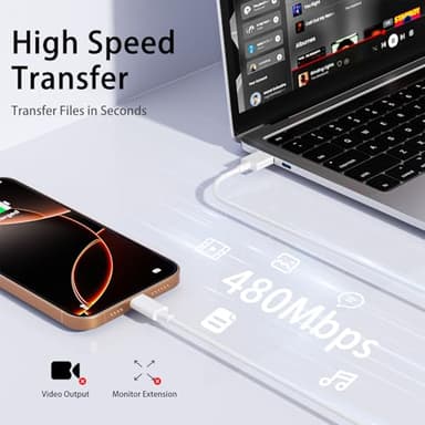 Car Carplay Cable for iPhone 17/16/15,for Apple 3ft 2Pack USB A to USB C Charging Cord,for iPhone 17/Air/16E/15/Plus/Pro Max,for iPad Pro/Mini 6/7th Gen/Air 4th/5th USBC Charger 3foot - Image 3