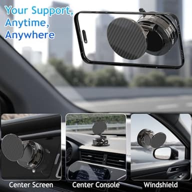 NZKEEYZI Phone Holders for Your car, Compatible with MagSafe, Ultra Vacuum Suction Cup Mount, 360° Rotation, Car Phone Holder Compatible with All Models, Carbon Fiber Coffee - Image 2