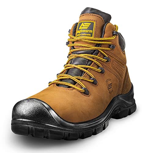 AEGISWARM Steel Toe Work Boots for Men Waterproof Durable Crazy-Horse Non Slip Industrial and Construction Safety Footwear Mens Work Boots (13) - Image 1