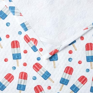 Martha Stewart Americana Stripesicle Ice Pop Holiday Kitchen Towels 3-Pack Set, 100% Cotton, Absorbent, Patriotic USA America Decor, Red/White/Blue, 16"x28" - Image 3