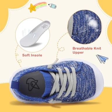 LeIsfIt Toddler Boys Girls Shoes Tennis Shoes Kids Slip on Shoes Breathable Barefoot Sneakers Blue Size 8 - Image 2