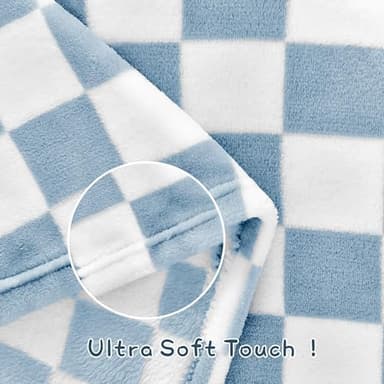 Yurhap Checkered Baby Blanket Fleece Baby Blankets for Boys, Ultra Soft Cozy Fluffy Infant Toddler Newborn Receiving Blankets for Crib Stroller, 30''x40'', Blue - Image 6