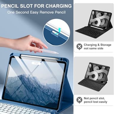 Harvopu Compatible with iPad Air 11-inch/Air 5th 4th Generation Case with Keyboard - Backlit Detachable, Folio Cover with Pencil Holder for iPad Air 11 Inch M3/M2, Air 5/ Air 4 (Abyss Blue) - Image 7