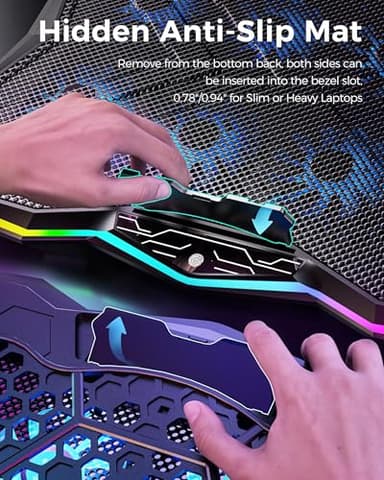 AICHESON Gaming Laptop Cooling Pad with 8 Fans, RGB Computer Stand for 15.6-17.3 Inch Notebook with 7 Height Slots, 2 USB Ports, AA3 - Image 7