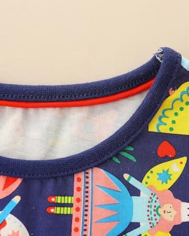 Hongshilian Little Girls Cotton Cartoon Appliques Casual Dress Long Sleeve Jersey Party Shirt Dresses(7T,Princess & Navy) - Image 4