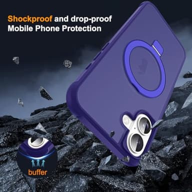 SKYLMW Compatible with iPhone 16 Plus Case with Invisible Magnetic O-Ring Stand Military-Grade Translucent Case for iPhone 16 Plus 6.7" [Compatible with Mag-Safe][Great Grip Feeling], Navy - Image 7