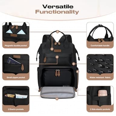 Maelstrom Travel Backpack for Women Men,Laptop Backpack Fits 15.6-17.3 Inch Laptop, Nurse/Teacher/Work Bag with Insulated Lunch Box,Water Resistant Carry On Backpack,Black - Image 3