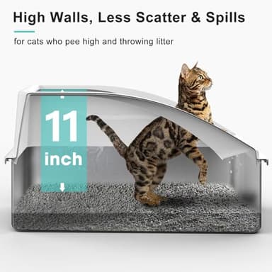 2 Pack Stainless Steel Litter Box | XL Enclosed Cat Litter Boxes with Lid for Big Cats and Multi-Cats | High Sided, Anti-Urine Leakage | Non-Stick Bottom（Silver Gray） - Image 3