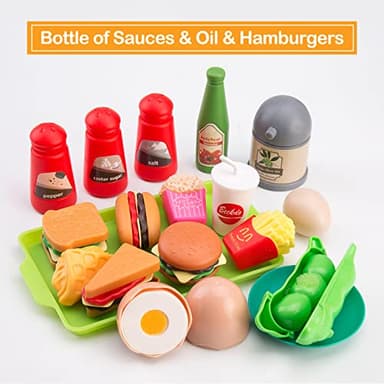 Zero Zoo 105Pcs Kids Kitchen Toy Accessories, Toddler Pretend BBQ Camping Cooking Playset, Play Pots, Pans, Utensils Cookware Toys, Play Food Set, Vegetables, Learning Gift for Girls Boys - Image 6