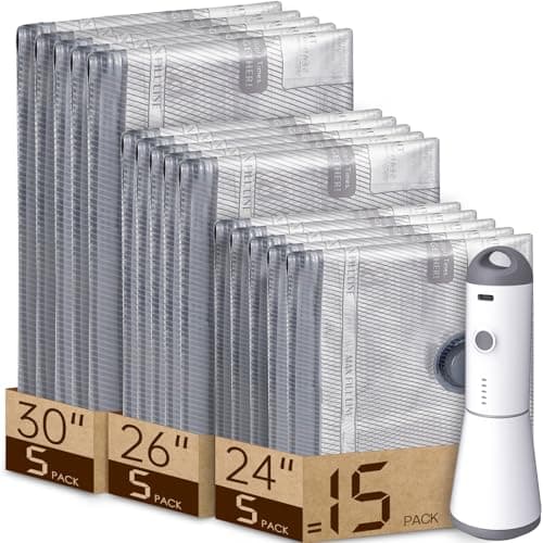 Vacbird Vacuum Bags for Travel with Rechargeable air Pump, 15 Pack Carry-on Size Compression Packing Bags for Luggage and Suitcase, Space Saver for Clothes and Clothing Travel - Image 1