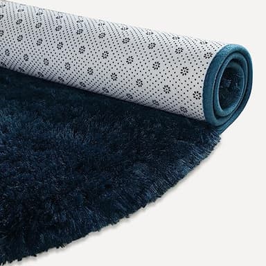 Softlife Fluffy Rugs for Bedroom, Shag Cute Area Rug for Girls/Boys and Kids Baby Room Home Decor, 2.6 x 5.3 Feet Oval Indoor Carpet for Nursery Dorm Living Room, Navy Blue - Image 6