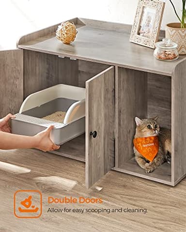 Feandrea Litter Box Enclosure, Cat Litter Box Furniture Hidden, with Front Entry, Modern Cat House for Indoor Cat, Kitty, Side End Table, 32.4 x 20.9 x 19.7 Inches, Greige UPCL001G01 - Image 9