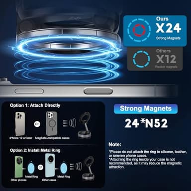 Jikasho Vacuum Magnetic Suction Phone Holder, Foldable and Retractable Hands-Free Suction Cup Phone Mount for Car/Gym/Mirror/Smooth Surface, Compatible with iPhone Android and All Smartphones (Black) - Image 7