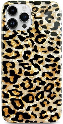 Qokey for iPhone 14 Pro Case, Classtic Glitter Sparkly Leopard Design,Cute Luxury Translucent Clear Soft Slim Shell TPU Protective Phone Cover for Women Girls,Gold Cheetah - Image 3