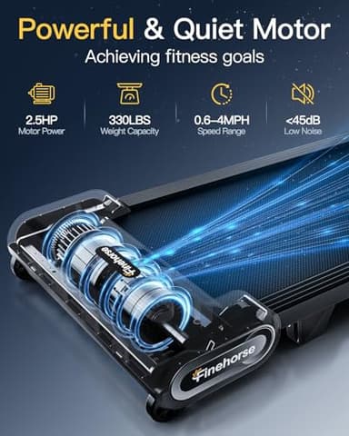 FINEHORSE Walking Pad Treadmill with Auto Incline, 6 in 1 Under Desk Treadmill, 6-Level Incline Treadmills, 2.5HP Portable Treadmills for Home with 330LBS Capacity, LED Display, Remote Control - Image 5