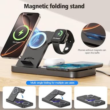 YiJYi 2025 Dual Phone Wireless Charging Station for Apple Devices, 30W Wireless Charger with Clock & 7-Color Night Light,Dual iPhone Charger for iPhone 16 for AirPods4 for Apple Watch10 - Image 6