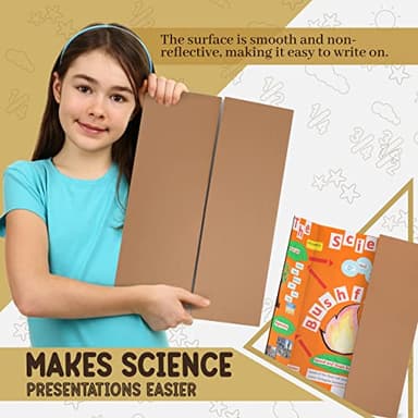 Trifold Poster Board 36" x 48" White Presentation Board - Self-Adhesive Science Subtitles Included - Science Fair Display Boards, for School, Fun Projects and Business Presentations - by Emraw - Image 5