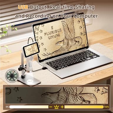 LM115 LCD Digital Coin Microscope for Adults and Kids, 5'' Handheld USB Coin Magnifier with Screen, Anti-Shake, Portable 12MP Microscope Camera with 8 LED Lights, PC View, Metal Stand, 1080P Video - Image 6