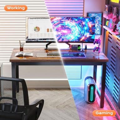 Huuger 48 x 24 inch Desk with Power Outlets & USB-C, Deeper & Thicker Desktop, Robust Metal Tubes, Computer Desk, Heavy Duty Office Desk, Work Gaming Desk for Home Office, Rustic Brown - Image 9