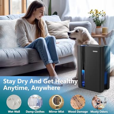 SIMSEN 95oz Dehumidifiers for Home, 800 sq ft Quiet Small Dehumidifier with Drain Hose, Dehumidifiers for Bedroom Bathroom Basements Closet RV (Black) - Image 7
