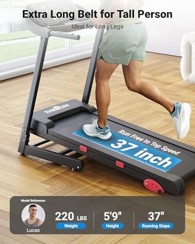 THERUN Treadmills for Home, Running Treadmill with Incline, Foldable Treadmills Heart Rate Sensors, 18″LED Display Manual Incline Adjustment, 3.0HP Treadmill for Indoor Fitness Workouts - Image 4