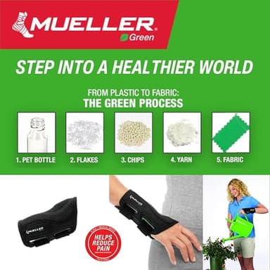 MUELLER Sports Medicine Green Fitted Wrist Brace for Men and Women, Wrist Pain Relief Support, Ideal for Carpal Tunnel, Tendonitis, Arthritis, Right Hand, Black, Small/Medium - Image 8