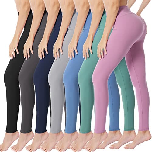 VALANDY 7 Pack Plus Size High Waisted Leggings for Women, Buttery Soft Yoga Pants for Workout Running(Full Length) - Image 1