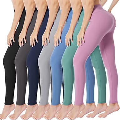 VALANDY 7 Pack Plus Size High Waisted Leggings for Women, Buttery Soft Yoga Pants for Workout Running(Full Length) - Image 1