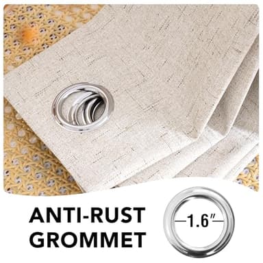 H.VERSAILTEX Linen 100% Blackout Curtains for Bedroom Full Light Blocking Curtains, Textured Window Curtain for Living Room 84 inch Grommet, Energy Efficient Curtains White Liner(2 Panels, Natural) - Image 6
