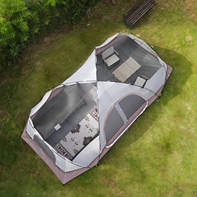 UNP Camping Tent 10-Person-Family Tents, Parties, Music Festival Tent, Big, Easy Up, 5 Large Mesh Windows, Double Layer, 2 Room, Waterproof, Weather Resistant, 18ft x 9ft x78in (Khaki Brown) - Image 5