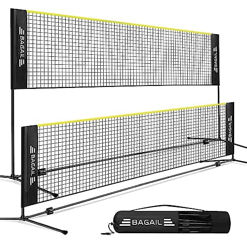 BAGAIL Badminton Net, Foldable Sports Net 10 FT/ 14 FT/ 17 FT Wide, Height Adjustable Net Set with Carry Bag for Tennis, Pickleball or Pool Volleyball - 10ft, Yellow - Image 1