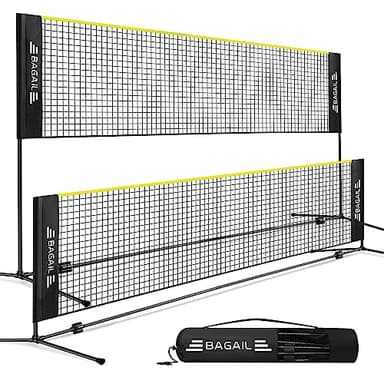 BAGAIL Badminton Net, Foldable Sports Net 10 FT/ 14 FT/ 17 FT Wide, Height Adjustable Net Set with Carry Bag for Tennis, Pickleball or Pool Volleyball - 10ft, Yellow - Image 1