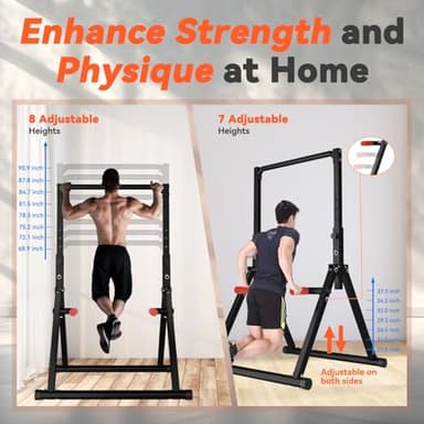 WATBKHE Power Tower Pull Up Dip Station Foldable, Pull Up Bar Station Adjustable, Multi-Function Home Gym, Strength Training Fitness Equipment, Support 450LBS - Image 3