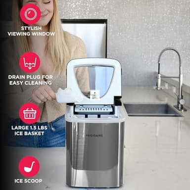 Frigidaire EFIC123-SS Counter Top Maker, Produces 26 pounds Ice per Day, Stainless Steel - Image 3