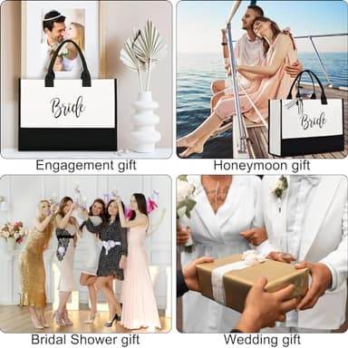 Lamyba Bride To Be Gifts for Wedding, Bridal Shower Gifts, Bachelorette Party, Engagement,Honeymoon, Bride Bag Tote with Makeup Bag - Image 6