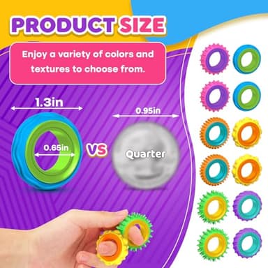 Fidget Toys Sensory Rings for Kids: 12 Pack Finger Spinner Rings - Texture Stress Toys for Kids Autism Calming - Fun Fidgets for Student Classroom Prize Stocking Stuffers - Image 4